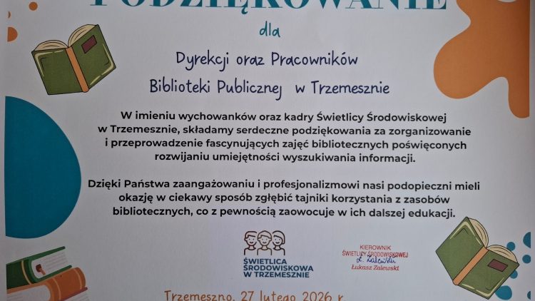 Zajęcia biblioteczne dla Świetlicy Środowiskowej