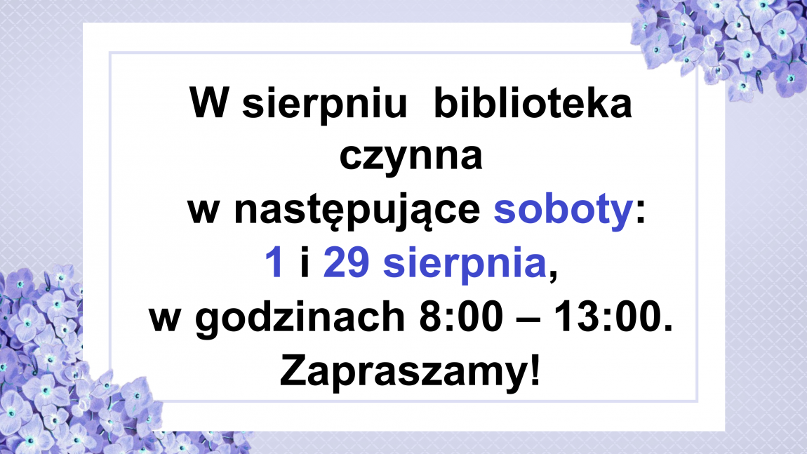 Sierpień – pracujące soboty