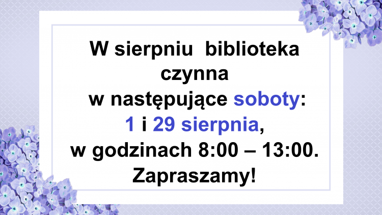 Sierpień – pracujące soboty