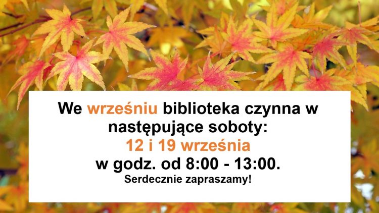 Wrzesień – pracujące soboty